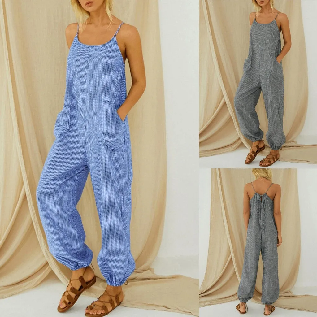 Женский спортивный костюм в стиле бохо повседневный комбинезон полоску с