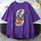 Футболка женская с принтом планет фруктов и апельсиновых ломтиков, Повседневная рубашка в стиле хип-хоп, трендовая рубашка в стиле Харадзюку, черный цвет, лето 2021