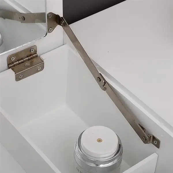 

Dresser With Flip Single Mirror Double Drawers Straight Feet White