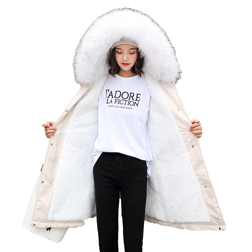 New Arrival 2022 Women Winter Jacket Hooded Fur Collar Female Long Winter Coat Parkas With Fur Lining
