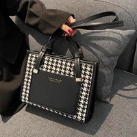 women tote bags high quality large capacity modern houndstooth female underarn bags fashion black ladies shoulder bag