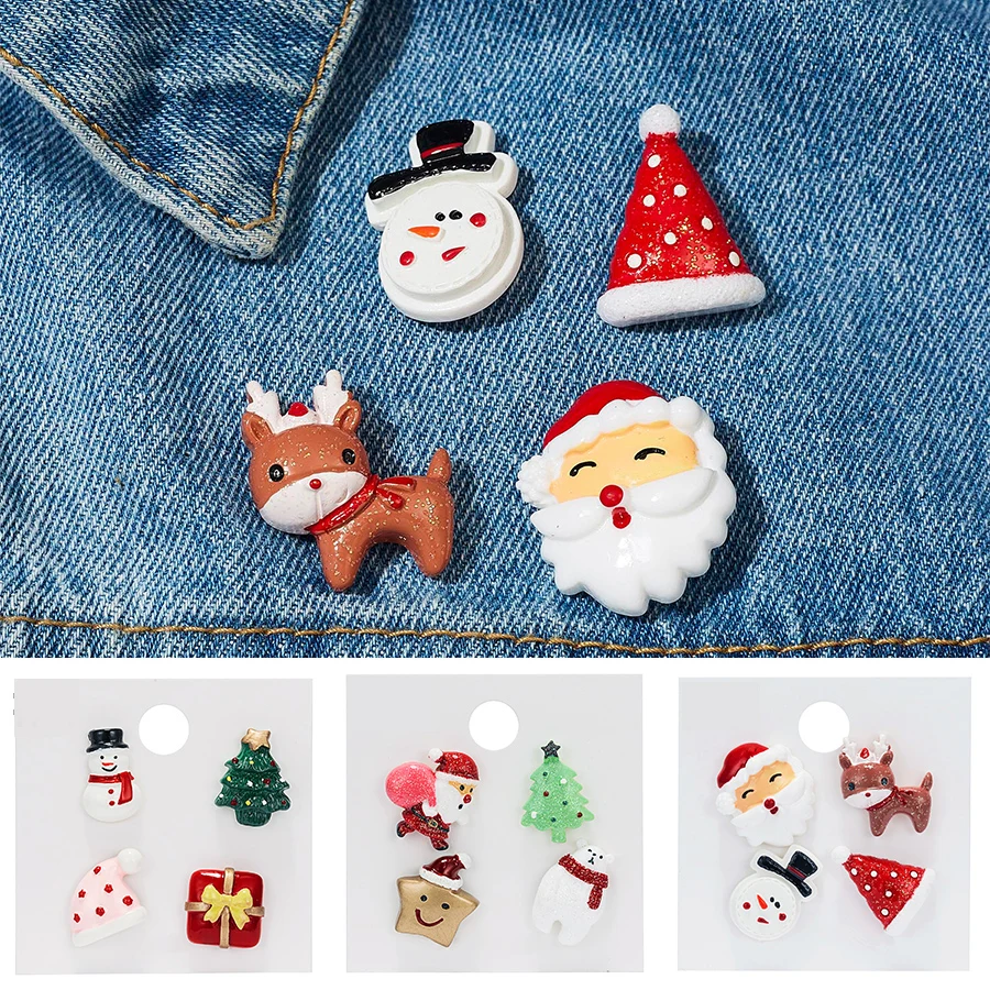 

New Fashion Christmas Brooches Set Cute Elk Santa Claus Snowman Hat Enamel Pins Kid Backpack Jeans Coat Lapel Pins Jewelry Gifts