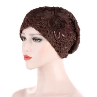 2021 new flower lace beanie hats for women cotton turban caps muslim bonnet hijab ladies hair loss chemo cap winter indian hat