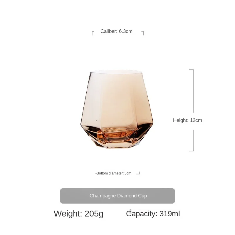 

Crystal Glass Water Cup Juice Milk Cup Simple Flat Bottom Diamond Cup Six-Range Whiskey Liquor Cup Cute Water Bottle