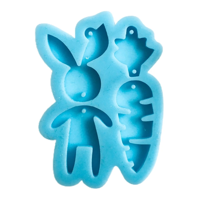 

L5YA Rabbit Carrot Keychain Epoxy Resin Mold Charm Jewelry Earrings Silicone Mould