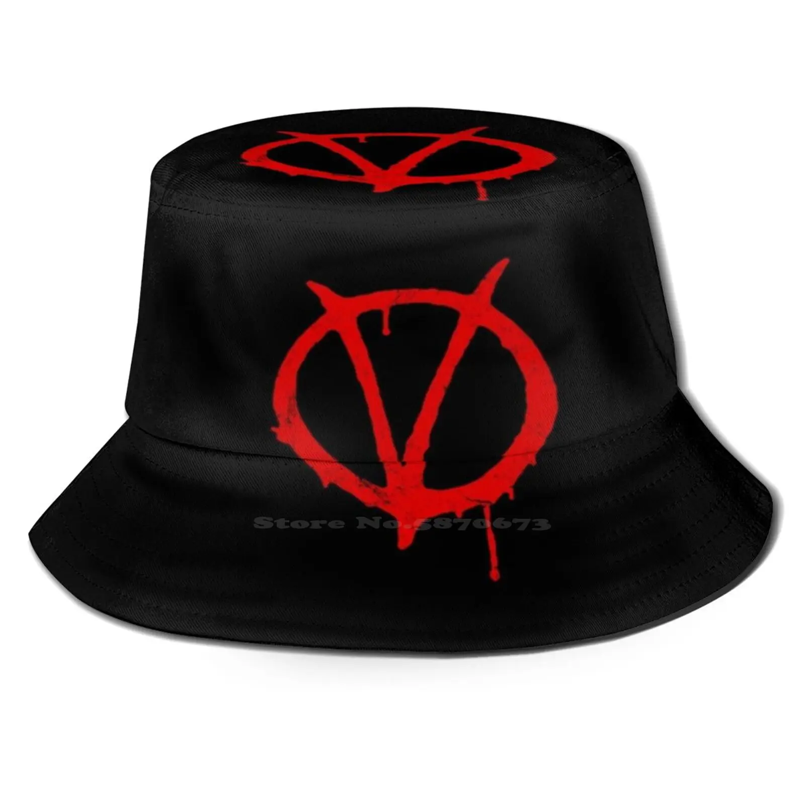 

V For Vendetta Vintage Symbol Print Bucket Hats Sun Cap V For Vendetta V For Vendetta V Comic Comics Book Graphic Novel Novels