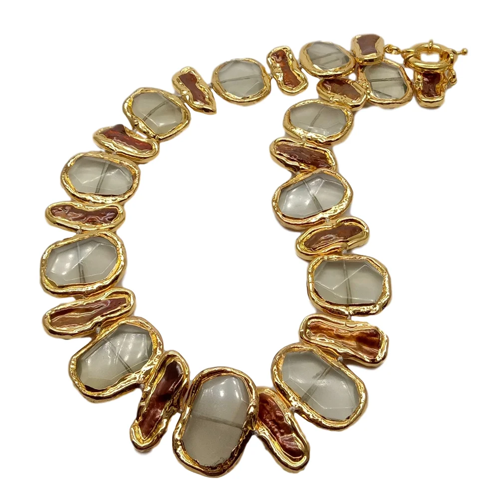 Y · YING натуральный пресноводный коричневый жемчуг бива лимонный кварц ожерелье