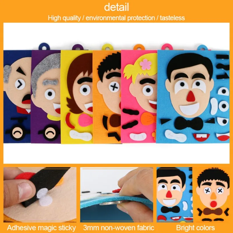 Сделай Сам эмоции выражение лица изменение нетканые наклейки головоломка