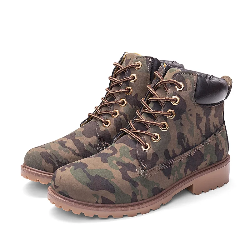 

2019 Hot New Autumn Early Winter Shoes Women Flat Heel Boots Fashion Keep warm Women's Boots Brand Woman Ankle Botas Camouflage