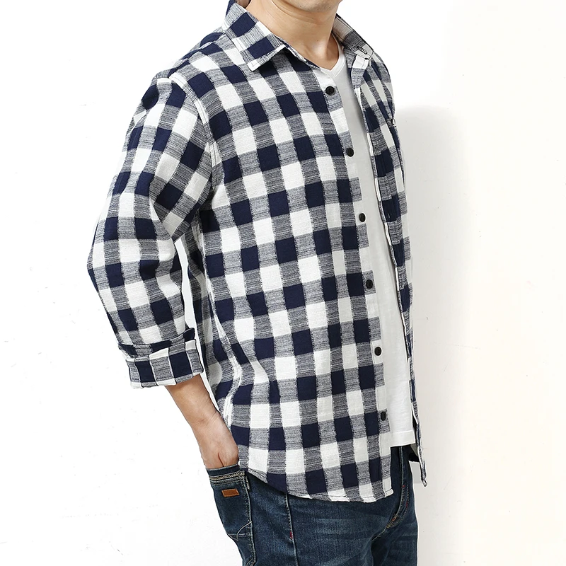 Мужская рубашка в клетку из хлопка Коллекция 2021 года Сезон весна-осень