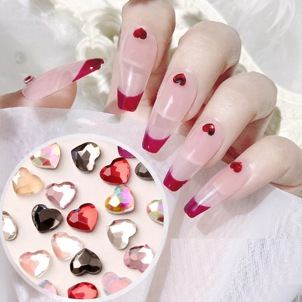 

10 шт. очаровательные модные гвоздь в форме сердца искусство стразы с плоским дном 3D для художественного оформления ногтей DIY украшения аксе...