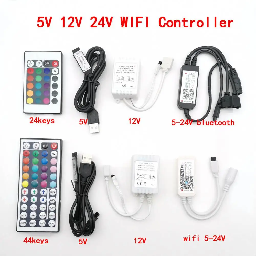 

Tuya APP Smart Life DC5V 12V 24V Bluetooth Wireless WiFi Controller RGB/RGBW/RGB+CCT IR LED Controller For 5050 Led Strip Lights