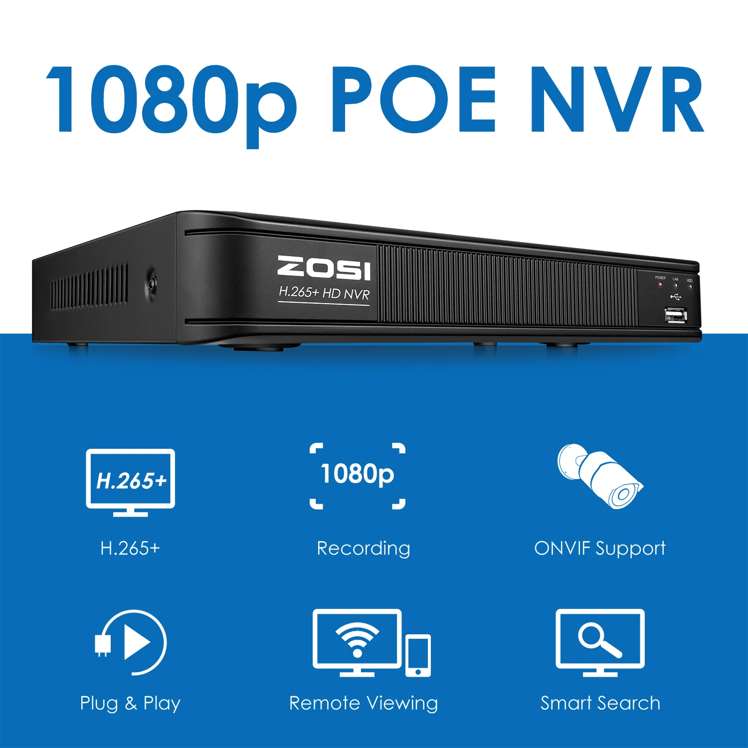 ZOSI H.265 8CH 1080P POE сетевая 8 шт наружная/Внутренняя цилиндрическая ip-камера видеонаблюдения CCTV система с 2 ТБ HDD NVR комплекты