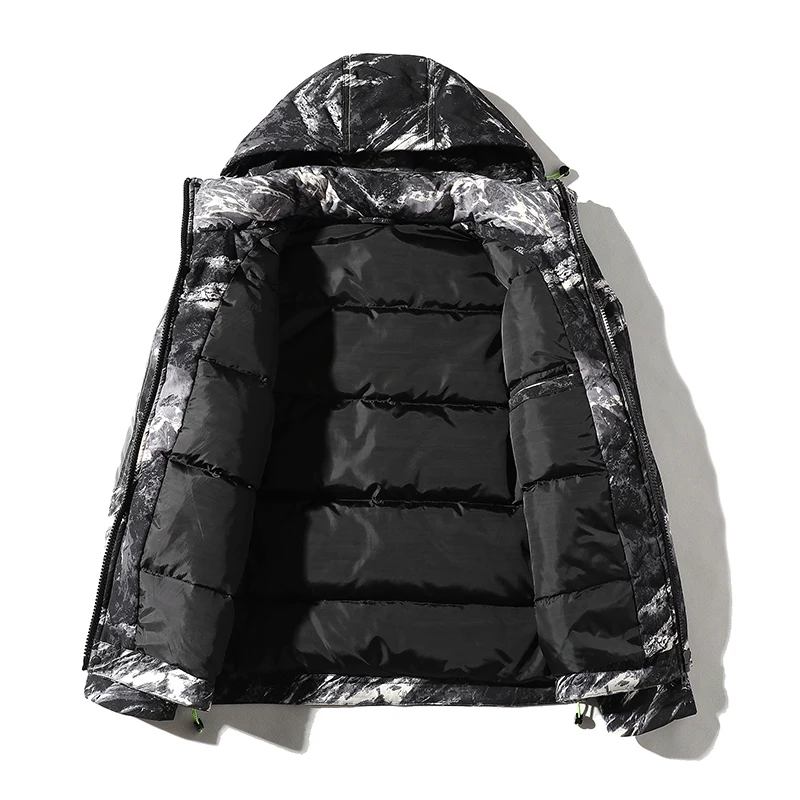 Covrlge Man Duck Down Jacket Light Thick Jackets Men's Hooded Fleece Jacket Ins Tooling Trend Big Pocket Down Jacket Men MWY036