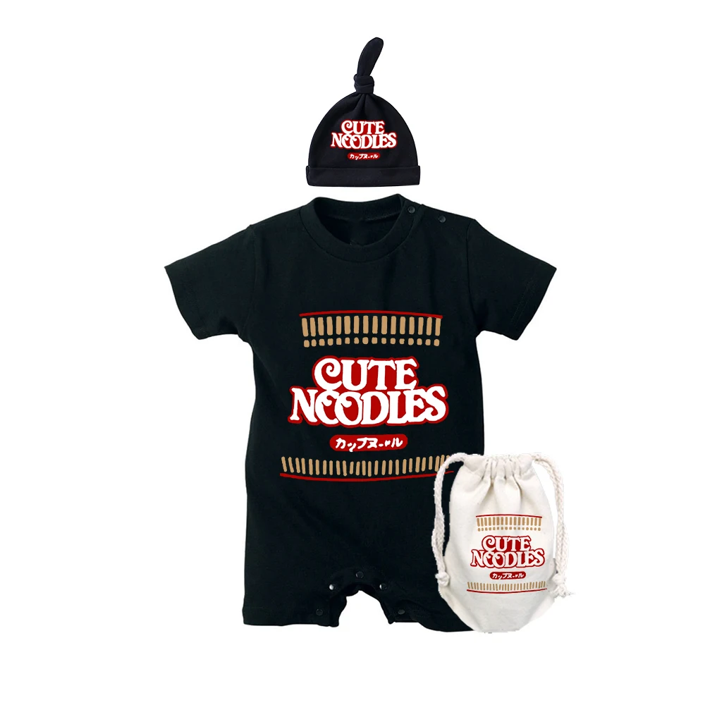 

YSCULBUTOL Baby Bodysuit Fun Toddler Ramen Outfit Noodle Funny Baby Costume Jumpsuit with Hat Bags