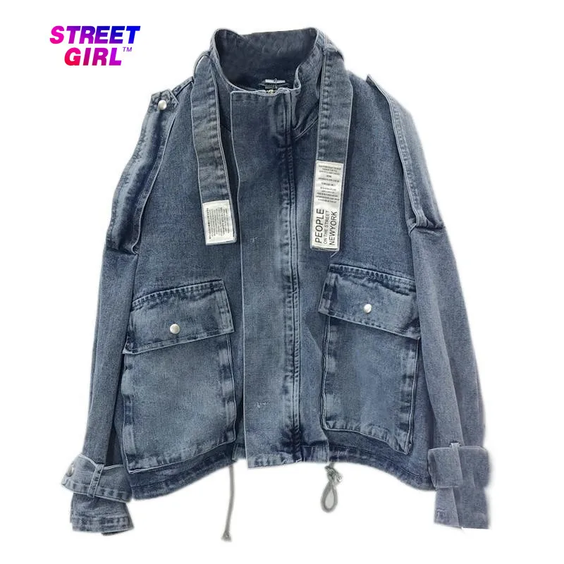 

Джинсовая женская куртка на весну и осень, новинка 2021, Корейская Студенческая Свободная куртка bf Harajuku в портовом стиле, универсальная корот...