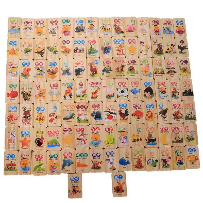 MWZ 100 шт деревянное домино с блоками игры китайские персонажи английская буква