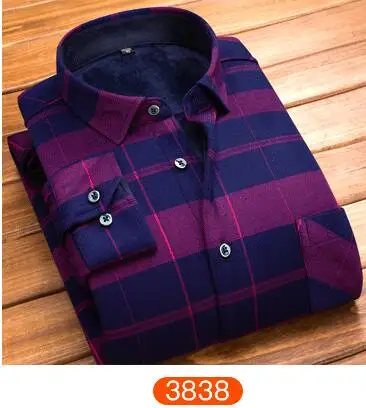 Демисезонный Мужская горошек Slim Fit с длинным рукавом толстые рубашки красный решетки платье цветочный мужской Повседневное плед Для мужчин рубашка флис - Цвет: 3838