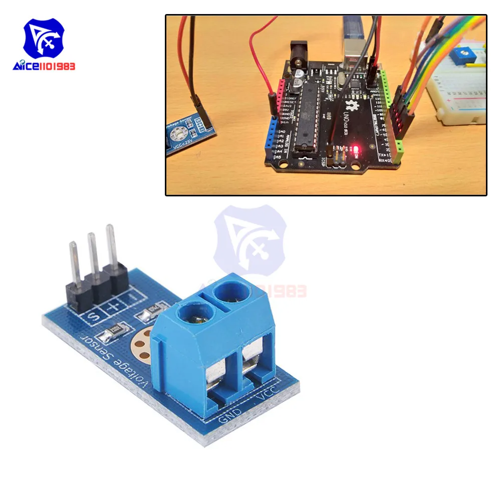 Diymore 5 шт./лот модуль датчика напряжения постоянного тока 0 ~ 25 в тестер для Arduino