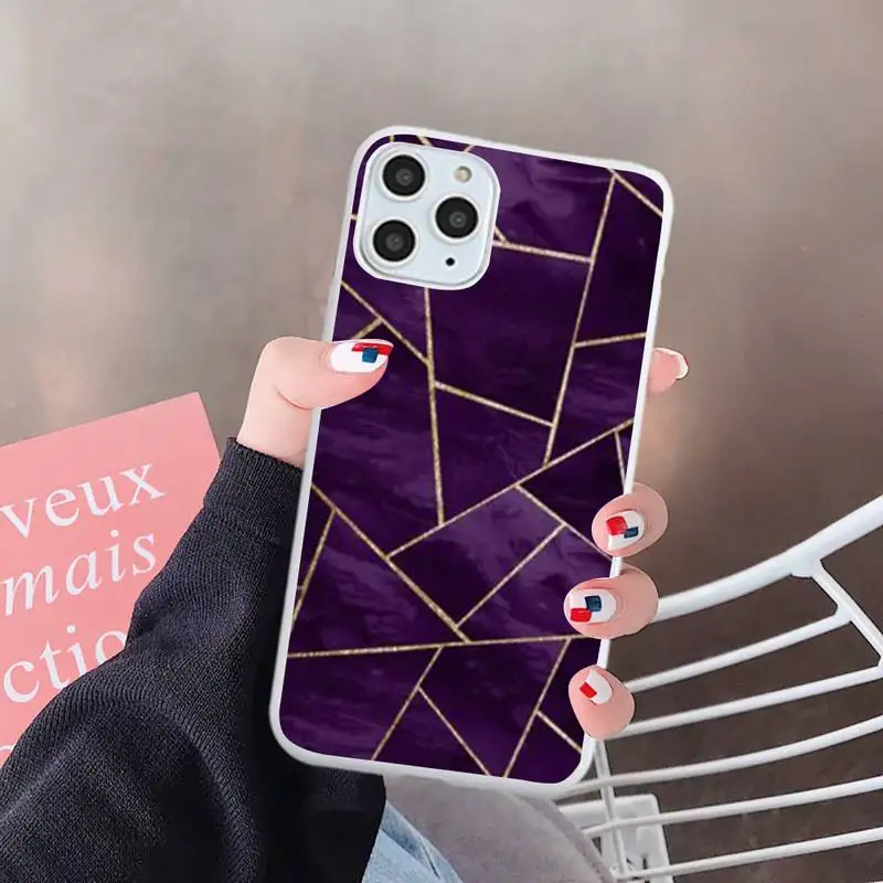 

High-end marble geometric pattern Phone Case White Candy Color for iPhone 6 7 8 11 12 s mini pro X XS XR MAX Plus