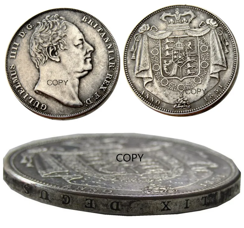 

UF(81)Great Britain William IV Proof Crown 1831 Silver Plated Letter Edge Copy Coin