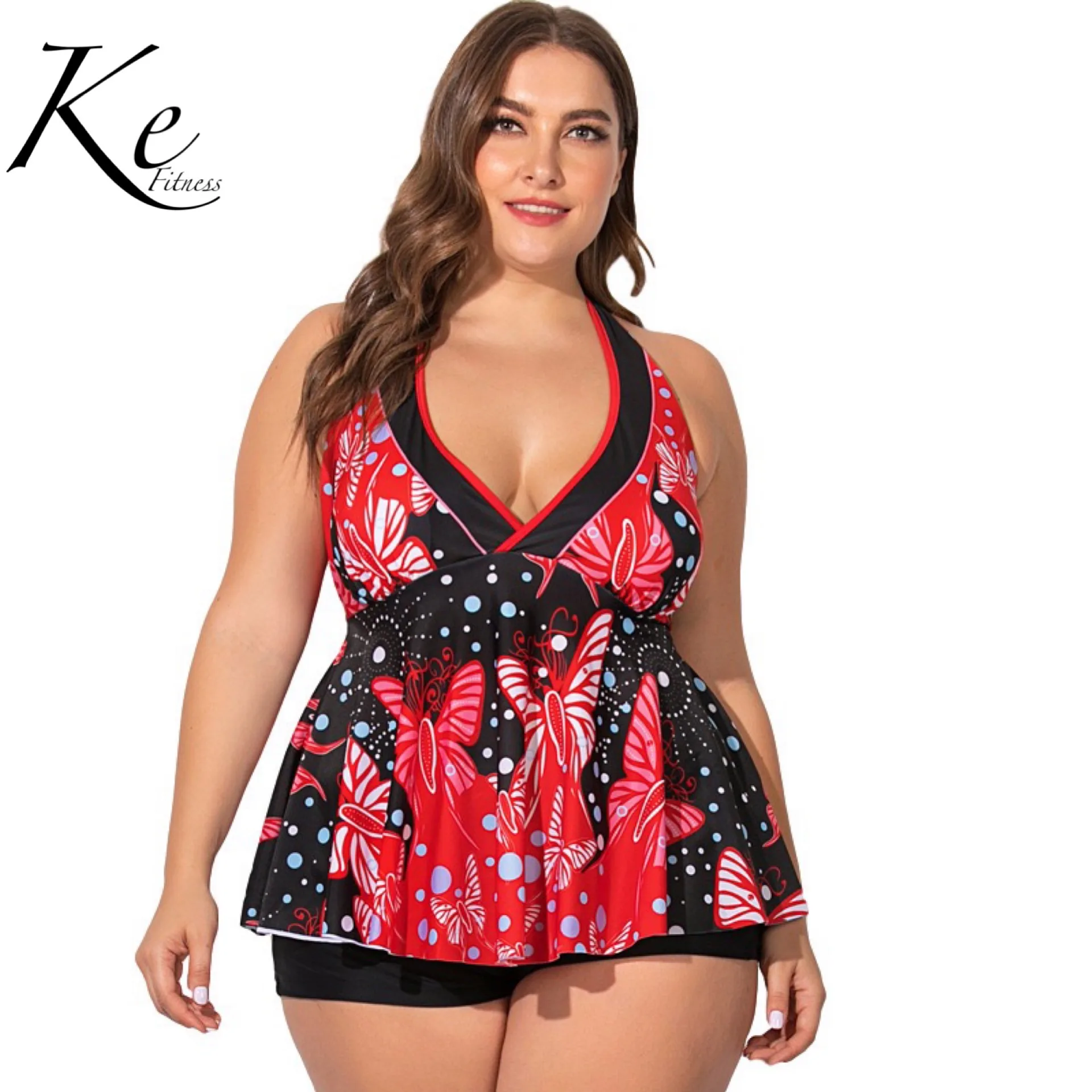 KE размера плюс 5XL большая юбка Сплит жира женский новый боксеры купальный костюм