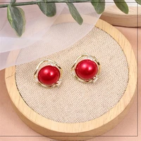 european style crystal simulated pearl earrings fashion jewelry 2021 gold color clip wedding earrings for women wholesale