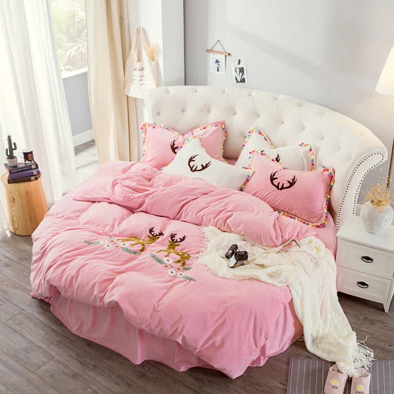 4 шт. круглая простыня наволочка пододеяльник набор с кисточками край