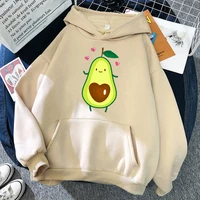 womens hoodie cute heart shaped avocado printed sweatshirts womens o neck sports big size top winter kawaii fruit ladies moletom