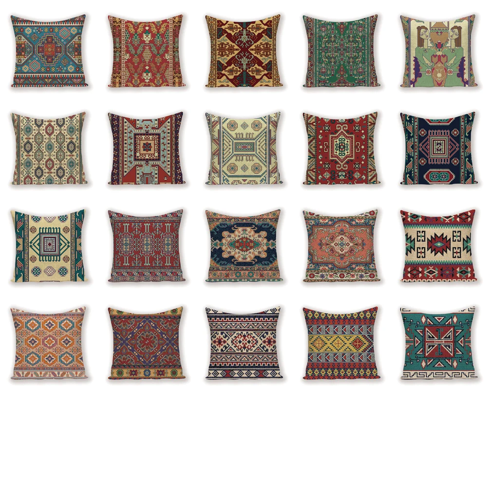 Чехол для подушки в стиле ретро с мандалой геометрическую полоску искусственный