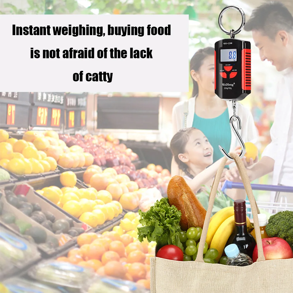 

200kg 100g LCD Display Digital Scales Electronic Weighting Hanging Scale with Backlight Measurement Instrument