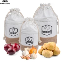 3 pcs cotton storage bags potatoes onions garlic storage box basket retro food container home shopping bag