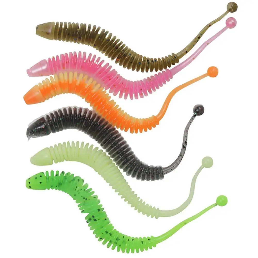 

65% Discounts Hot! 6Pcs 8cm 1g Tail Shape Fish Baits Soft Worm Lure Outdoor Fishing Tackle Tool