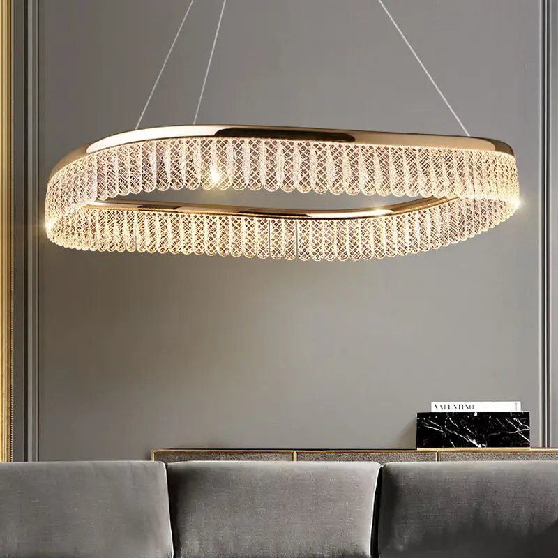 

Luxury crystal led chandeliers living room 2021 villa staircase lighting loft gold hanging lamp large home decor light fixtures