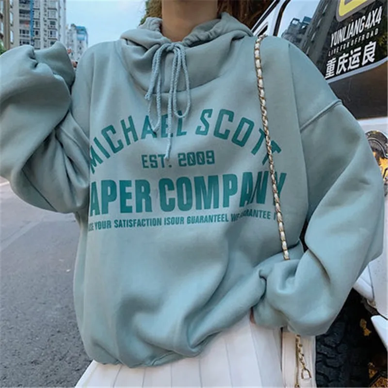 

Korean Style Harajuku Women Hoodies Pullover 2021 Loose Cute Female Clothing Printing Letters Long Sleeved Kawaii Tops for Girl
