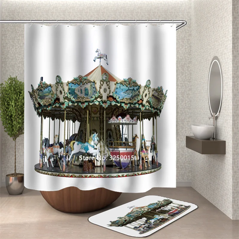 Детская карусель Садовый дом Зеленый пейзаж лошадь тигр медведь душевая