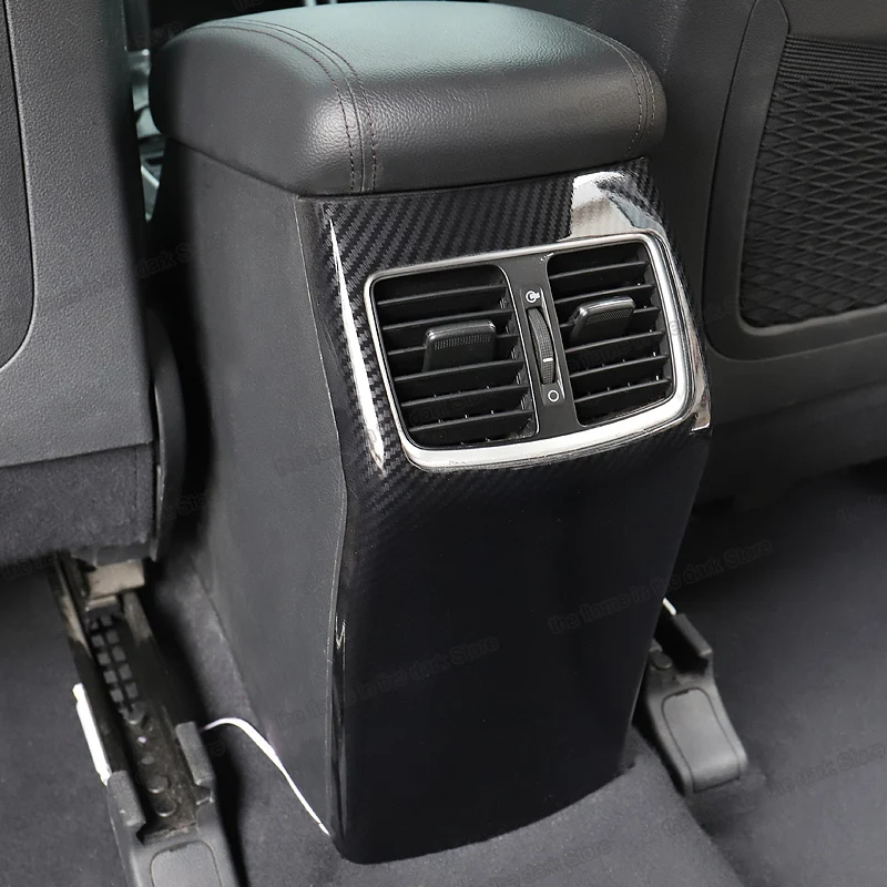 

Lsrtw2017 Carbon Fiber Abs Car Rear Armrest Cover Anti-kick Panel Trims for Hyundai Tucson 2015 2016 2017 2018 2019 2020 Chrome