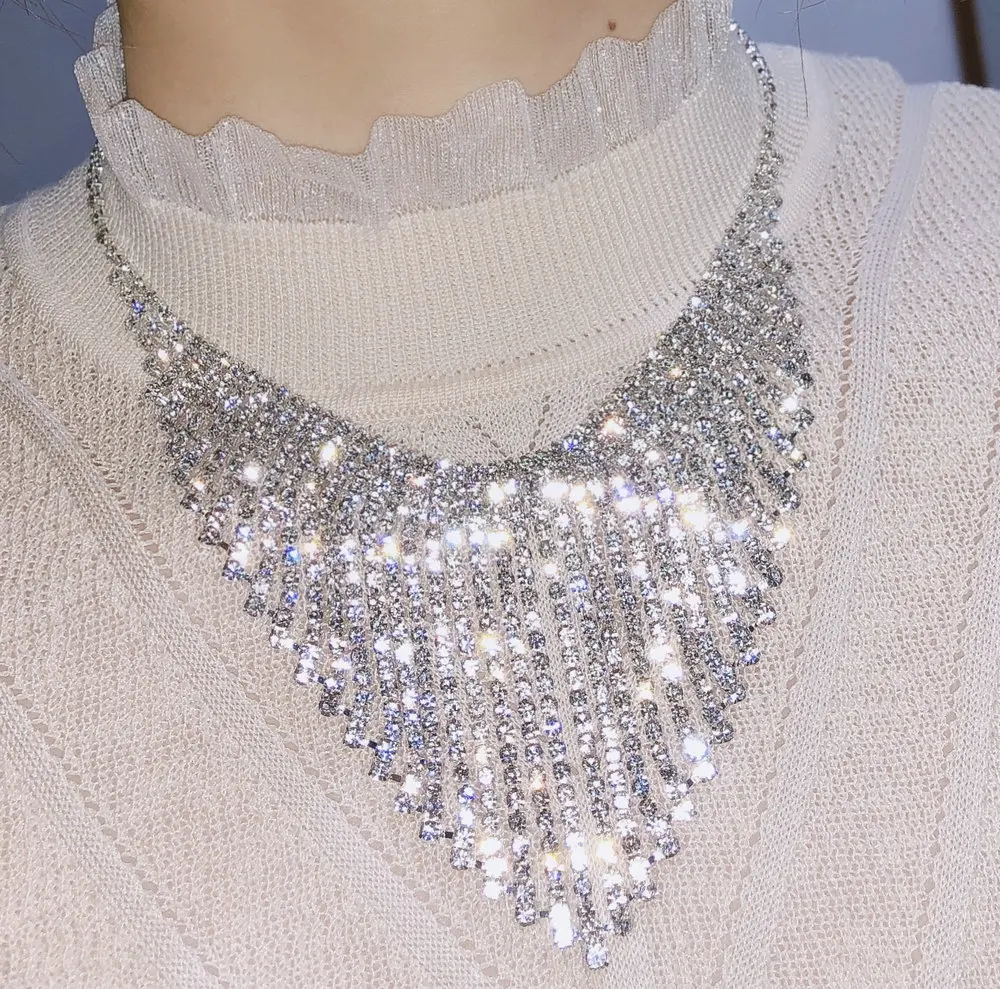 Набор из ожерелья и серег со стразами | Украшения аксессуары