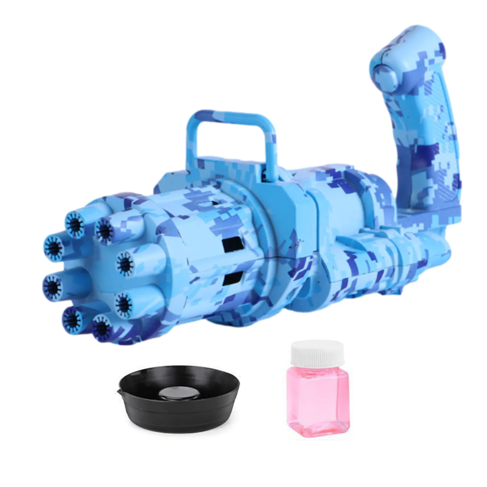 

Camouflage Electric Bubble Machine Gatling Bubble Gun Children Automatic Bubble Blowing Toy Gun Fan Combo Function