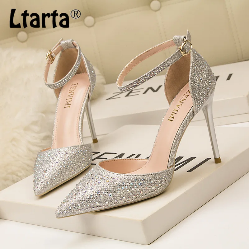 LTARTA/Женская обувь на высоком каблуке с закрытым острым носком Женская Блестящие
