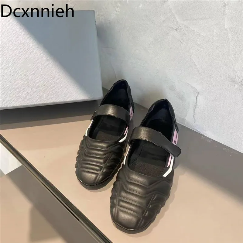

Spring And Autumn New Women Fashion Round Toe Velcro Buckle Flat Shoes Women Genuine Leather Round Toe Single Shoes Woman 2021