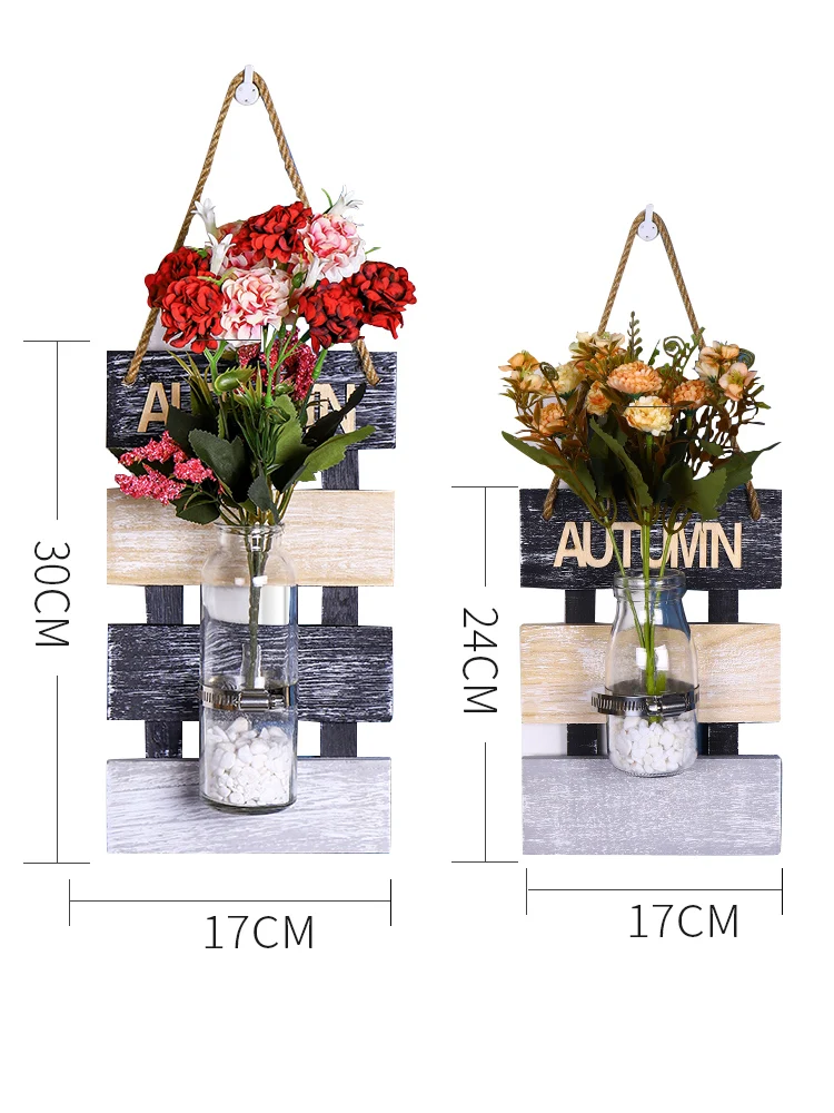 

Nordic Style Wood Hanging Glass Vase Decoration Modern Art Small Hydroponic Vase Living Room Flower Arrangement Decoration Ideas