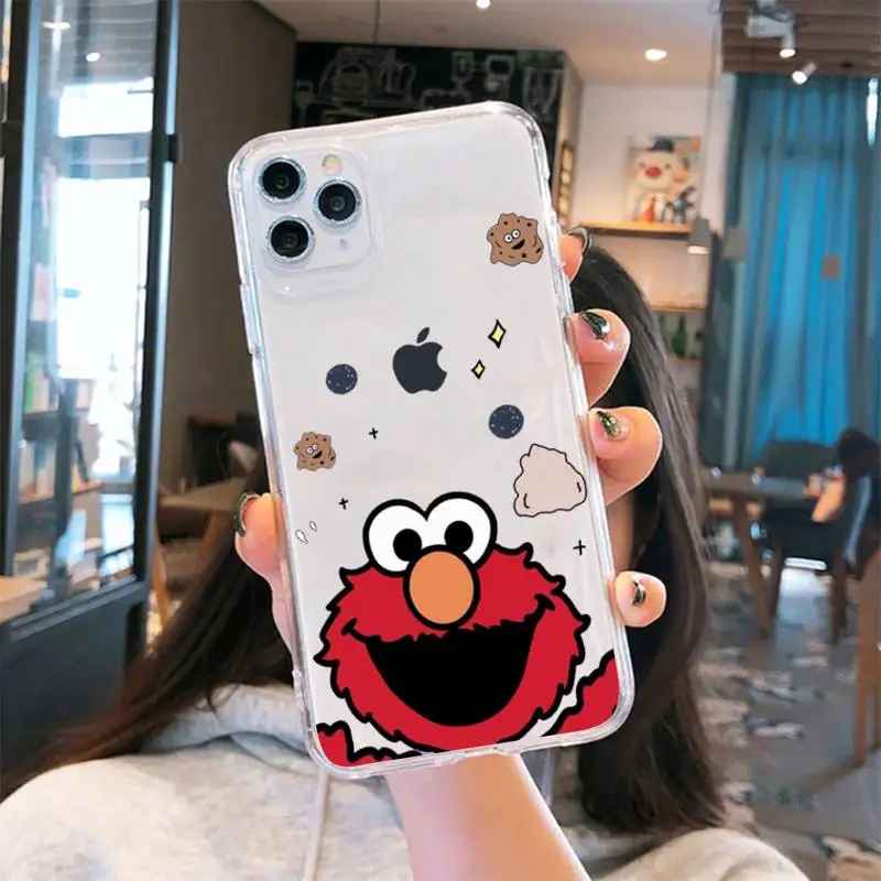 

Ins Sesame Street Cookie Case Phone Case Transparent for iPhone 6 7 8 11 12 s mini pro X XS XR MAX Plus cover funda shell