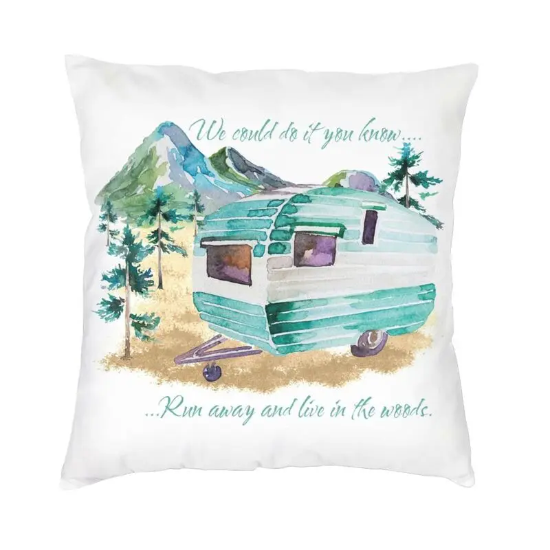 Наволочка для кемпинга убегайте в лесу, домашний декор, дорожный автомобиль, винтажная наволочка для кемпинга, наволочка, декоративная подушка для автомобиля