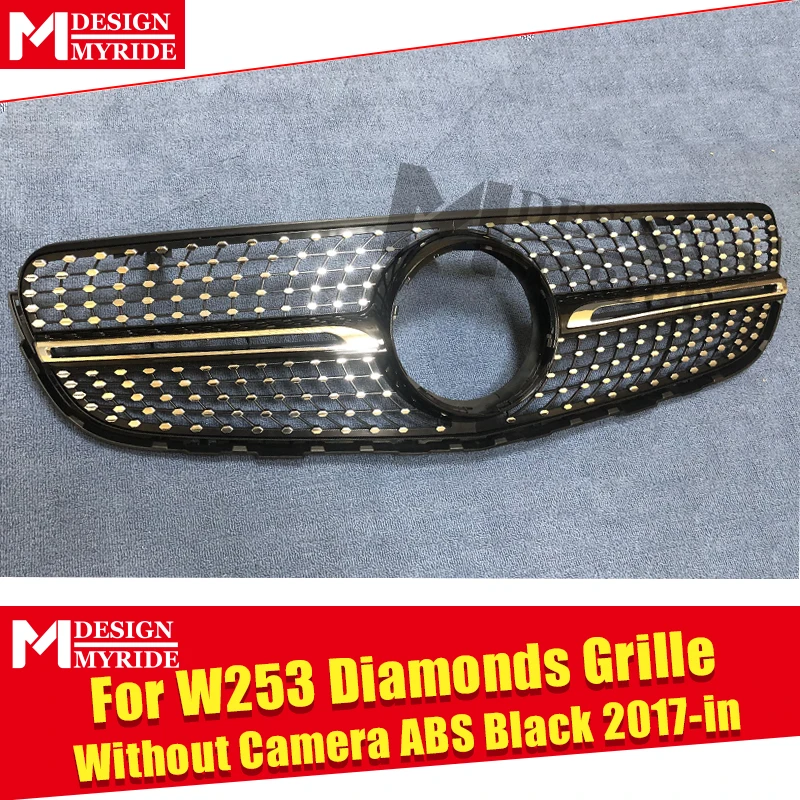 Для MercedesMB W253 GLC Class Sport Grills Diamond Grill без знака GLC250 350 400 ABS Черная передняя решетка