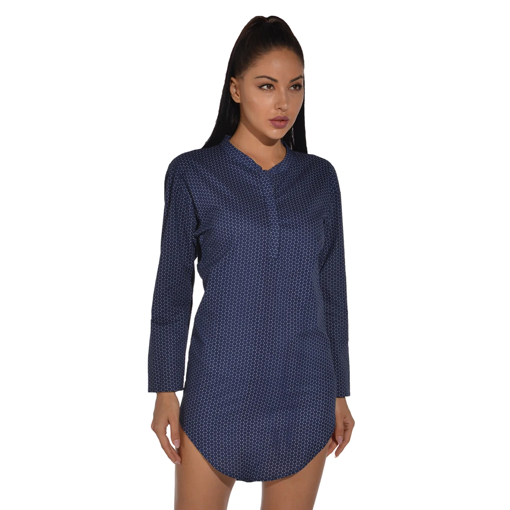 Casual Loose Night Dress Women V Neck Design Long Sleeve Nightwear Fashion Sexy Lady Nightgown Comfortable Pyjamas