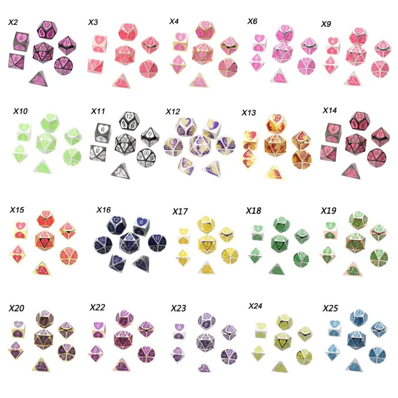 

New Metal Dice Set DND Board Game 7pcs Polyhedral Dice for RPG Role Playing Game 27RD