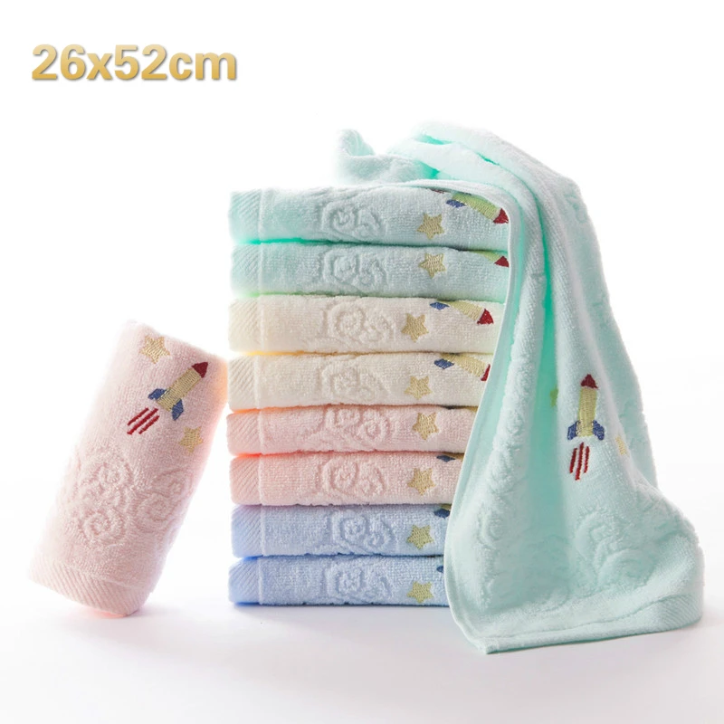Хлопковая мягкая мультяшная вышивка для детей 26 х52 см|Полотенца лица| |