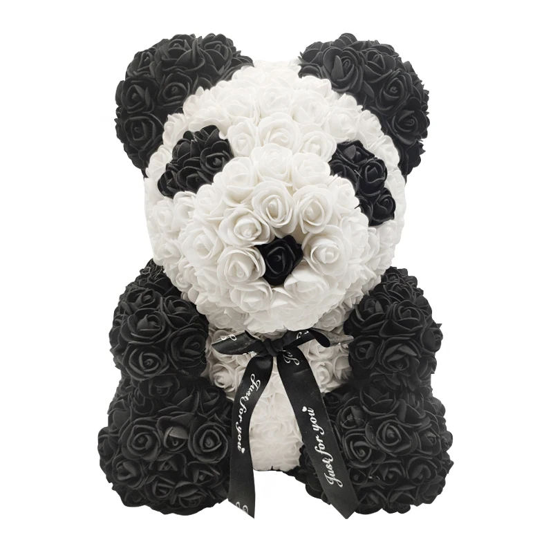 Panda with Bow Горячая Распродажа кролик, собака, панда, единорог, плюшевый медведь, роза, мыльный цветок, искусственная игрушка, рождественские подарки для женщин, подарок на день Святого Валентина - Цвет: Panda with Bow
