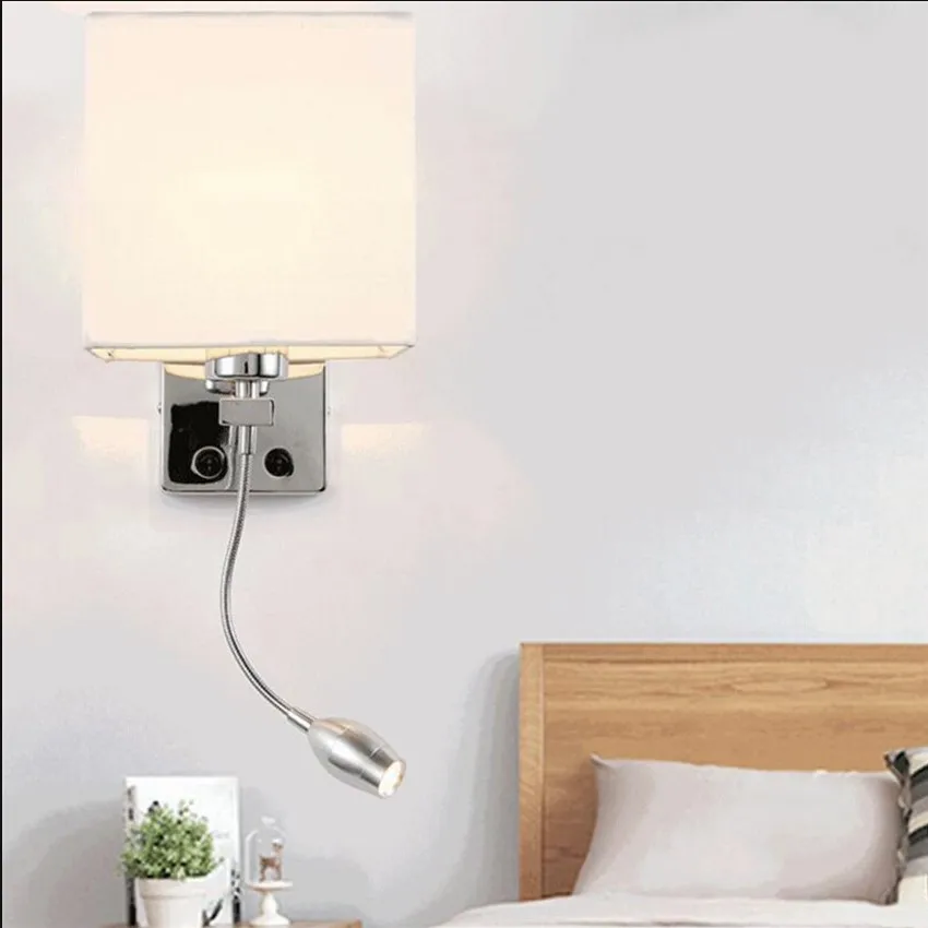 Светодиодный прикроватный настенный светильник с выключателем гибкий для